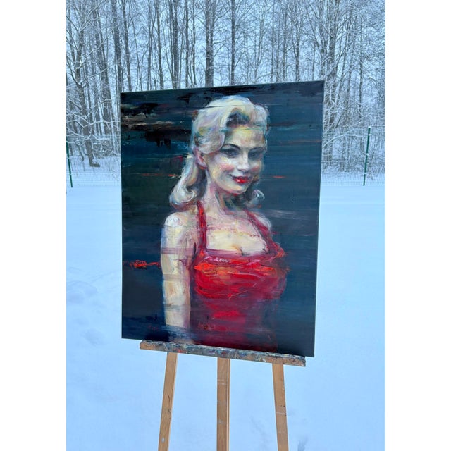 Blue Liubou Sas “Lady Winter “ Original Modern Oil Painting For Sale - Image 8 of 10