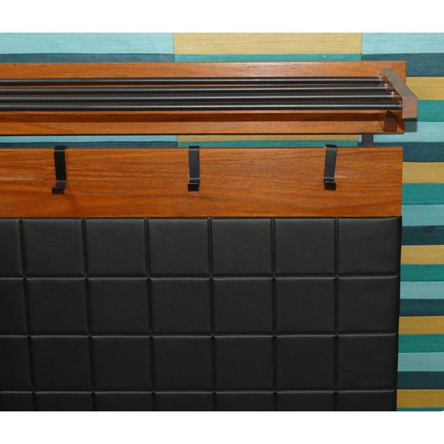 Mid-Century Modern Mid-Century Modern Wardrobe with Hat Rack in Teak, Black Metal and Skai, 1960s For Sale - Image 3 of 6