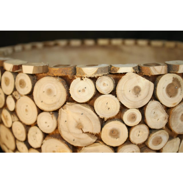 Tripod wood coin deco everywhere handcrafted, Gathered Teak Branch Planter.