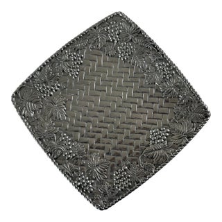 Late 20th Century Lenox Square Grape Weave Serving Tray Pewter Color For Sale