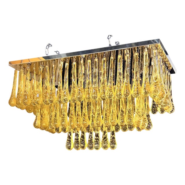 Amber Drops Murano Glass Flush Mount by Simoeng For Sale