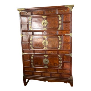 Late 19th Century Antique Korean Chest With Decorative Hardware For Sale