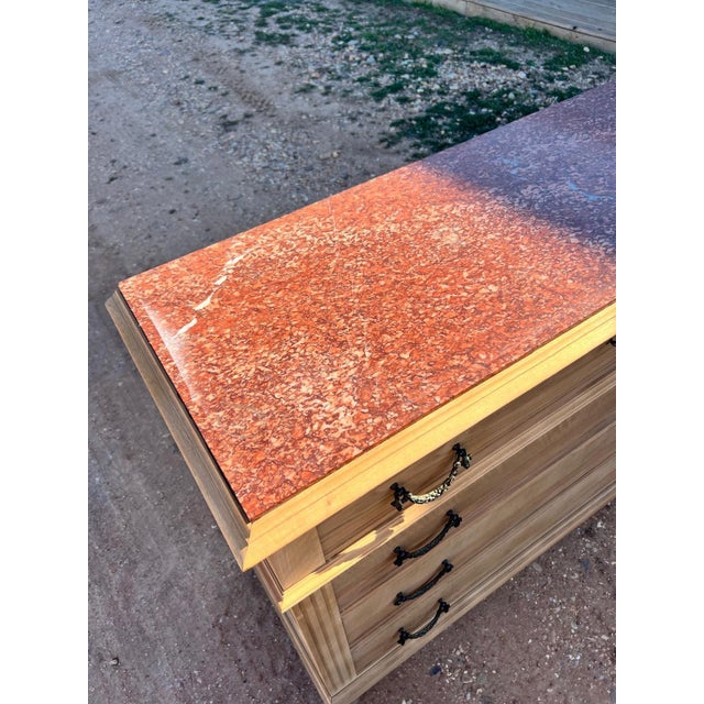 French Country 19th Century Louis XVI Marble Top Bleached Chest of Drawer / Commodes For Sale - Image 3 of 12