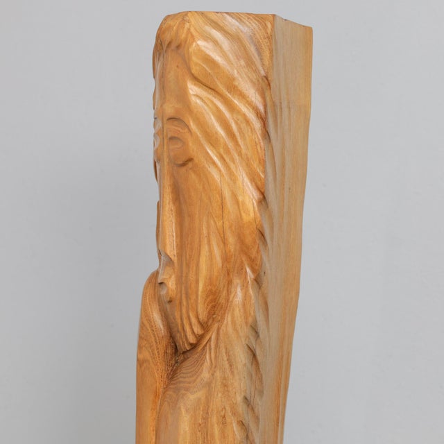 Brown Belgian Artist, Hand-Carved Sculpture, 1970s, Oak For Sale - Image 8 of 11