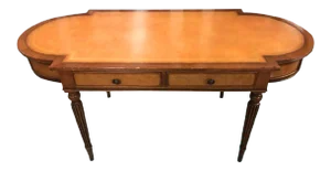 Ardley Hall Oval Handcrafted Mahogany Desk With Inlaid Leather Top