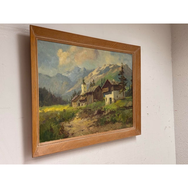 Rustic J. K. Mountain Village Oil Painting, Framed For Sale - Image 3 of 12