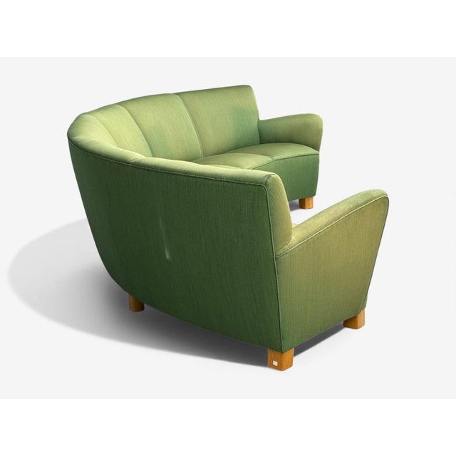 Danish Cabinetmaker, Fabric, Wood, Monumental Banana Sofa, Denmark, 1960s For Sale - Image 11 of 13