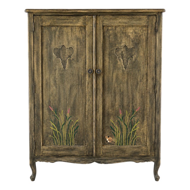 Late 20th Century One-of-a-Kind Hand-Painted Children’s Cottage Chifferobe Armoire For Sale