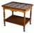 Oak Rolling Bar Cart Patterned Tile Top Serving Tea Trolley in Style of Henning Kjaernulf Denmark 1960s For Sale