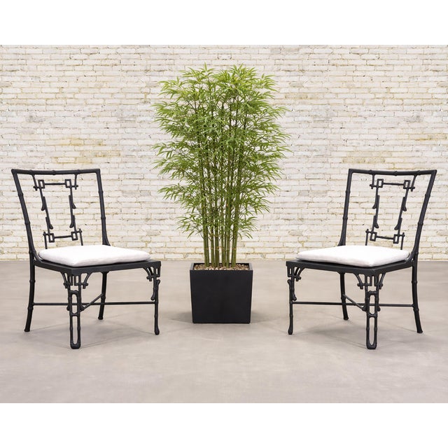A sublime rare set of six patio and garden dining chairs designed by Fisher Weisman for Michael Taylor Designs. From the...