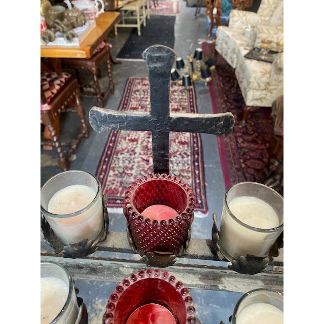 Mid 19th Century Religious Architectural Salvage 19th French Catholic Devotional Altar Candle Stand With Coin Donation Box For Sale - Image 5 of 12