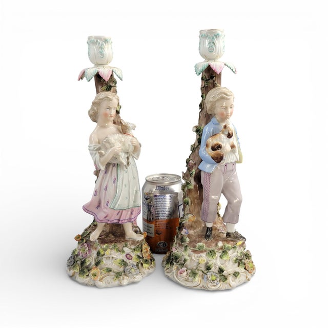 Large Figural Porcelain Candlesticks, Germany, 1890, Set of 2 For Sale - Image 6 of 14