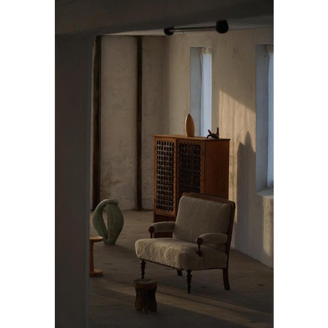 Baroque Danish 2-Seater Seater Sofa in Shearling Lambswool and Wood, 1930s For Sale - Image 3 of 18