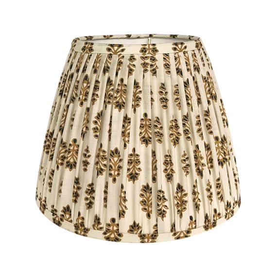 Small Gold Indian Block Print Pleated Lampshade Chairish