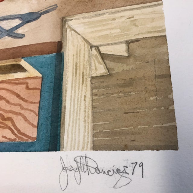 Original Vintage 1970’s Still Life Studio Watercolor Painting Signed Large For Sale - Image 4 of 8