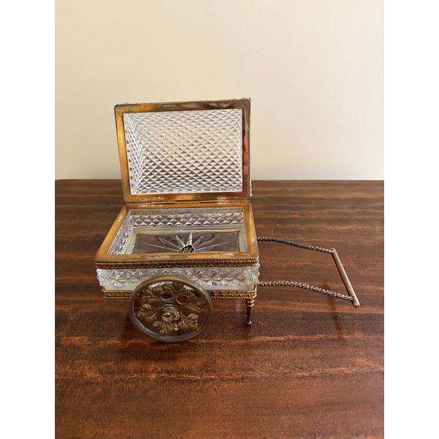 Early 20th Century Vintage German Crystal & Bronze Carriage Jewelry Box For Sale - Image 5 of 11