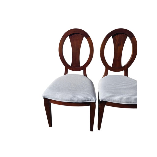 1990s Ethan Allen Horizons Dining Side Chair Pair Wood Oval Slat Back Accent Living Room For Sale - Image 10 of 15