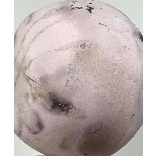 Pink Vintage Large Modernist Anagama Fired Pink Seed Pot-Style Vessel by Jeffrey Zigulis (American, B. 1954), Signed (1983) For Sale - Image 8 of 10