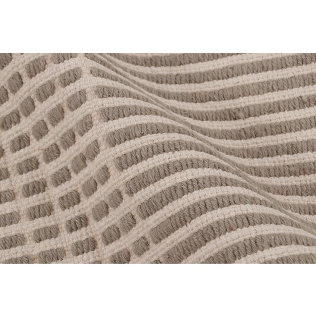Modern Flat Weave Beige Brown Geometric Striped Pattern For Sale - Image 10 of 11