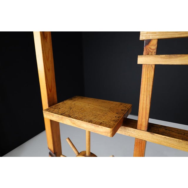 Wood Mid-Century French Pine Room Divider with Sunburst Accents, 1960s For Sale - Image 7 of 11