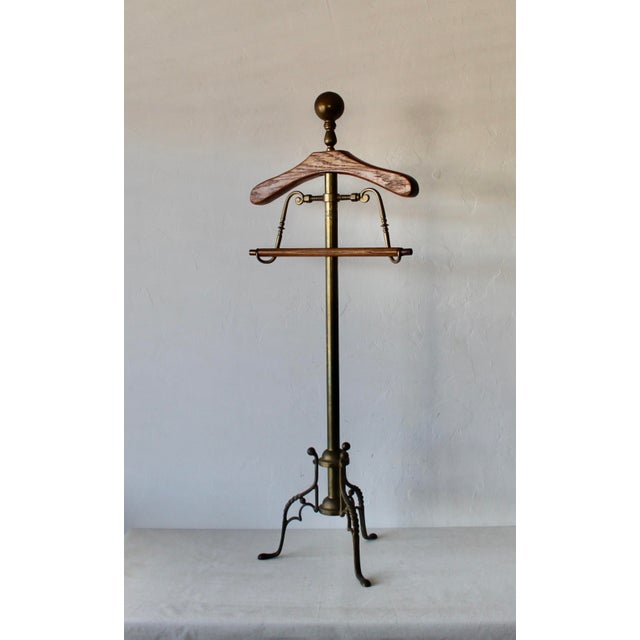Brass 1960s Mid Century Brass Wood Valet Stand For Sale - Image 8 of 12