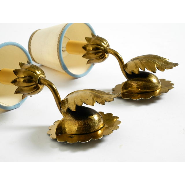 Mid-Century Modern Floral Wall Lamps in Brass, 1950s, Set of 2 For Sale - Image 12 of 18