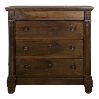Empire Style Walnut Chest of Drawers with Detached Columns For Sale