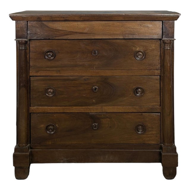 Empire Style Walnut Chest of Drawers with Detached Columns For Sale
