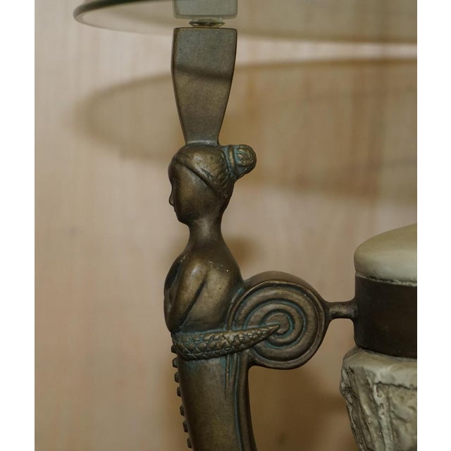 Vintage Egyptian Revival Side Tables with Glass Tops, Set of 2 For Sale - Image 5 of 18