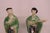 Green Japanese Eosin Glazed Ceramic Figurines Pair of 2 Iridescent Rainbow Sheen 5028b For Sale - Image 8 of 10