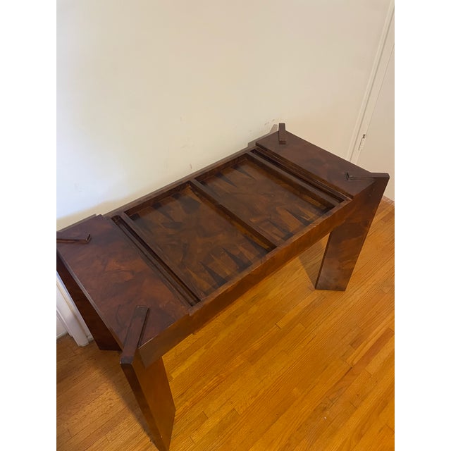 1970s Milo Baughman Style Backgammon Game Console Table For Sale - Image 11 of 13