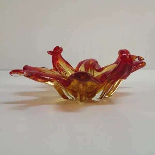 Vintage Orange Murano Glass Bowl For Sale - Image 6 of 9