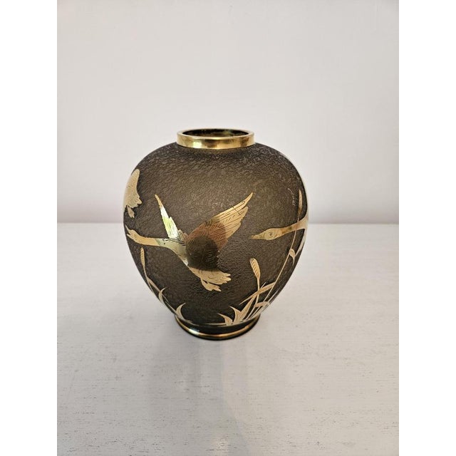 Mid-Century Modern Vase in Gilded Etched Glass by Alfred Taube, Germany, 1960s For Sale - Image 3 of 12