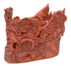 Studio Terracotta "Geese" Vase Sculpture Signed