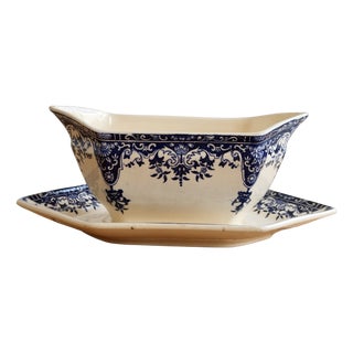 Antique Ironstone Gravy Boat from Longchamp, 1890s For Sale