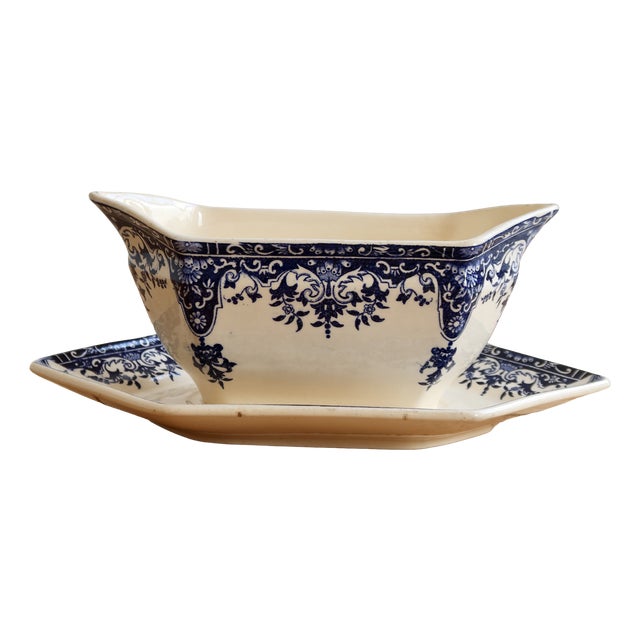 Antique Ironstone Gravy Boat from Longchamp, 1890s For Sale