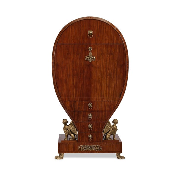 Amsterdam Lyre Secretary in Mahogany on Oak, 1870s For Sale - Image 13 of 14