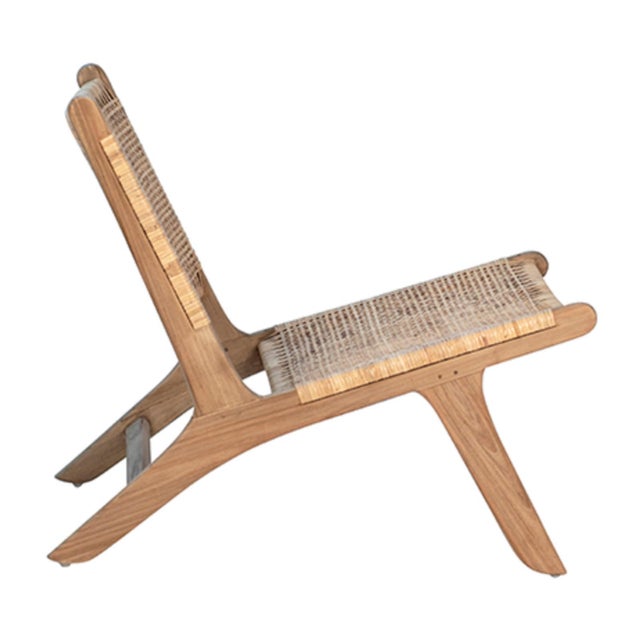 Natural Teak Wicker Easy Chair Chairish