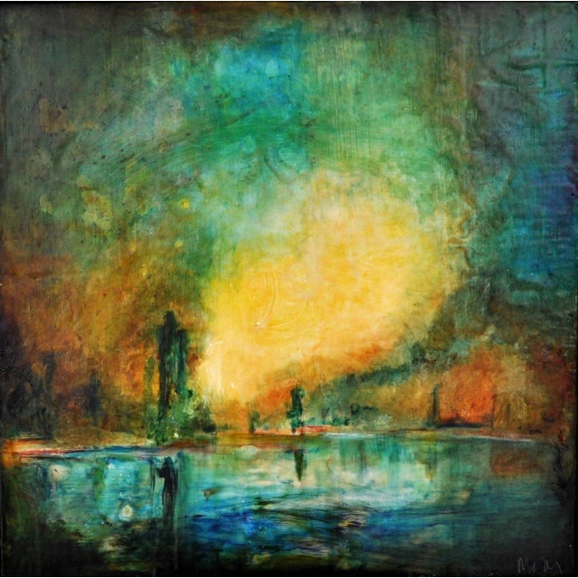 Abstract Molly Cliff Hilts Modernist Encaustic Painting "New Orleans" Pacific Northwest Artist Molly Hilts For Sale - Image 3 of 8