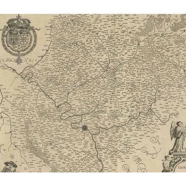 Antique Map of the Region of Île De France by Janssonius, 1650 For Sale - Image 3 of 5