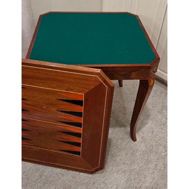 Vintage F.lli Jannuzzi Sorrento Italian Marquetry 5-in-1 Game Table Set With 4 Chairs For Sale - Image 11 of 18