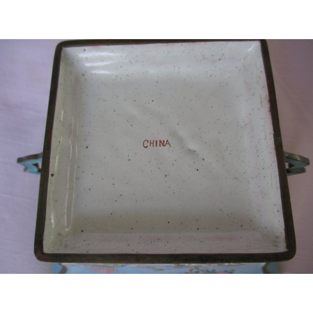 Metal Antique Chinese Enameled Canton Cachepot For Sale - Image 7 of 9