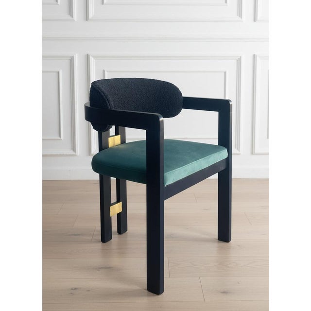 2020s Conan Wood Dining Armchair Chair in Green and Black For Sale - Image 5 of 5