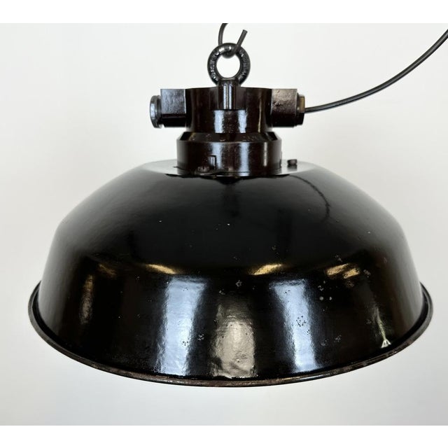 Industrial Black Enamel Factory Pendant Lamp, 1950s For Sale - Image 4 of 18