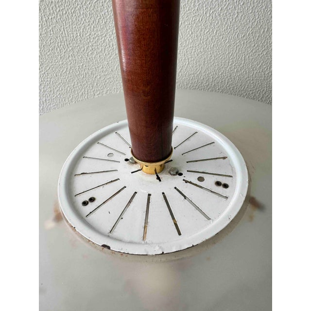 Pendant Lamp in Brass and Teak with Frosted Glass, Italy, 1980s For Sale - Image 14 of 18