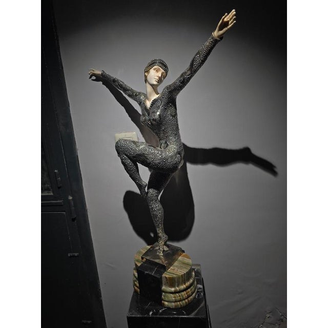 Original silvered bronze sculpture by Demètre H. Chiparus (Romanian, 1886–1947), a renowned Art Deco sculptor based in...