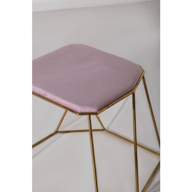 Set of Vintage Poufs in Pink Velvet, 2015 For Sale - Image 3 of 14