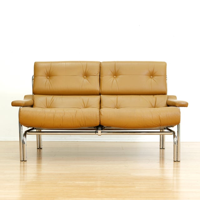 Mid-Century Modern 1970s Leather & Chrome 'Alpha' Sofa & Lounge Chair Set by Pieff Furniture Owned by Elton John For Sale - Image 3 of 18