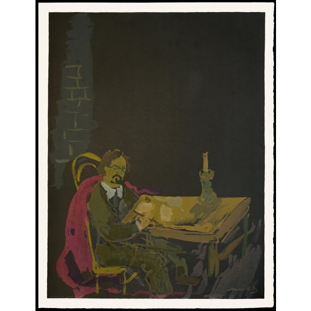 Original lithograph from the limited edition portfolio "Stempeniou de Cholem Aleikhem" by Emmanuel Mané-Katz, published in...