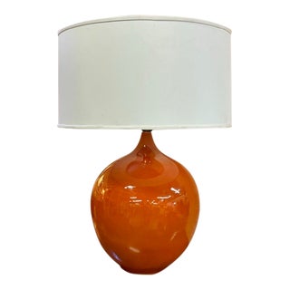 Large Mid Century Ceramic Lamp in an Ovoid Shape For Sale
